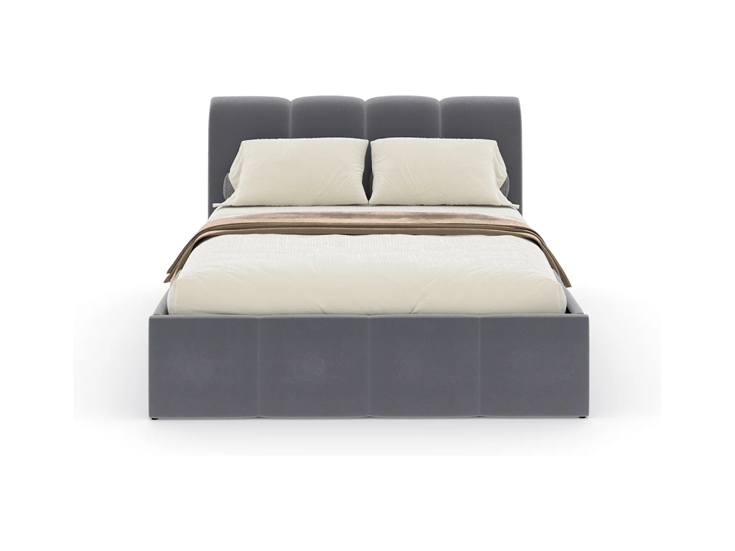 Lit nuage coffre 140x190cm velours gris BALTIMORE