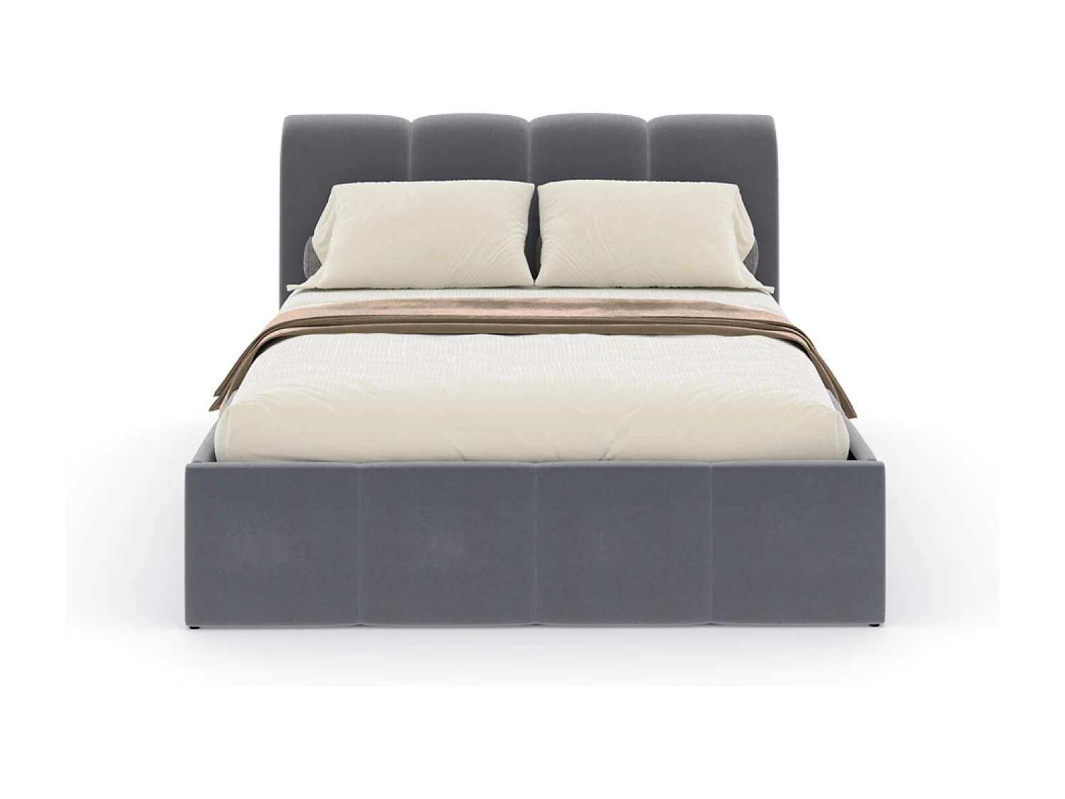 Lit nuage coffre 140x190cm velours gris BALTIMORE