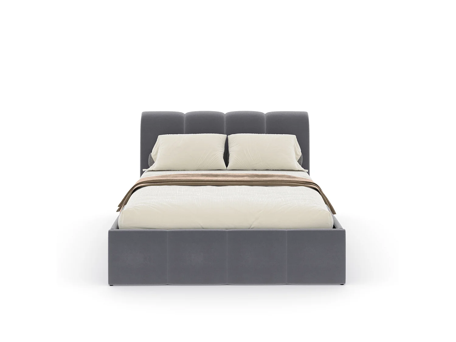 Cama baú nube 140x190cm terciopelo gris moderna y práctica
