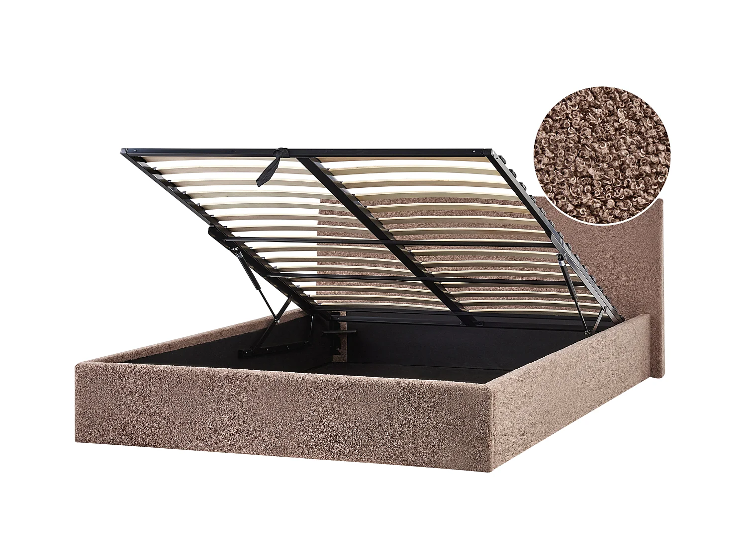 Lit ottoman Bouclé ORBEY 180 x 200 cm Marron