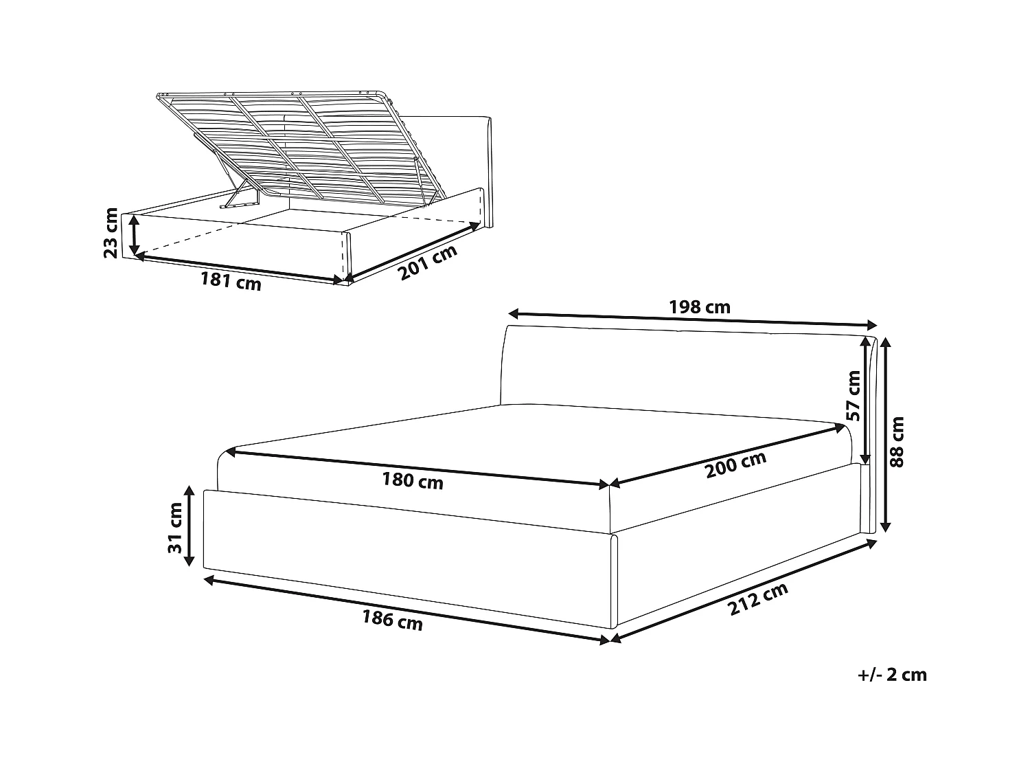 Lit ottoman Bouclé ORBEY 180 x 200 cm Marron