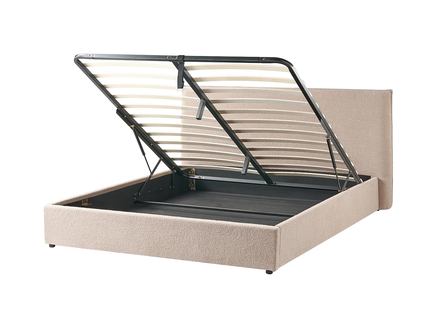 Lit ottoman Bouclé LAVAUR 160 x 200 cm Taupe