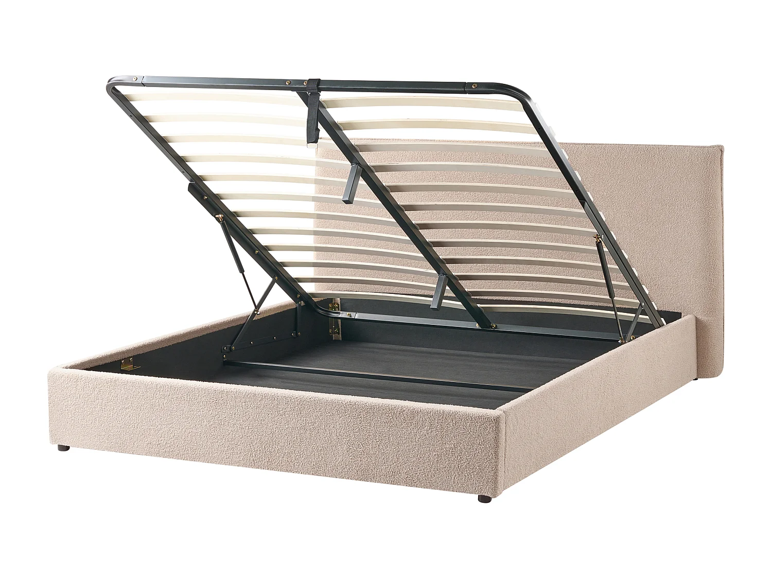 Bett mit Stauraum Bouclé LAVAUR 160 x 200 cm Taupe