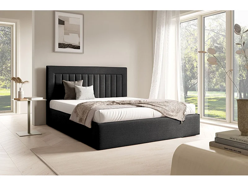 Polsterbett 180x200 - Bettkasten - graphit Velours - AVERIN