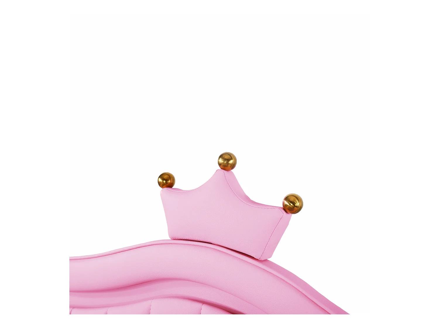 Lit coffre enfant 140x200cm avec LED et tête de lit réglable en forme de couronne, PU rose, sans matelas