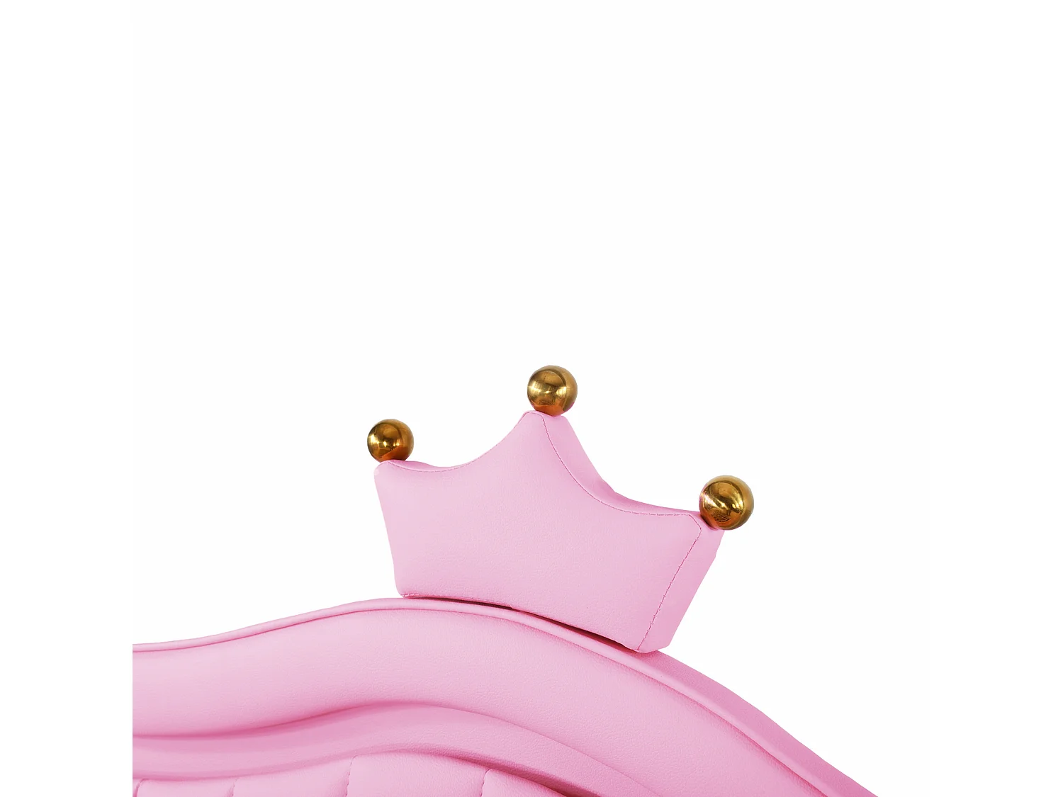 Lit coffre enfant 140x200cm avec LED et tête de lit réglable en forme de couronne, PU rose, sans matelas