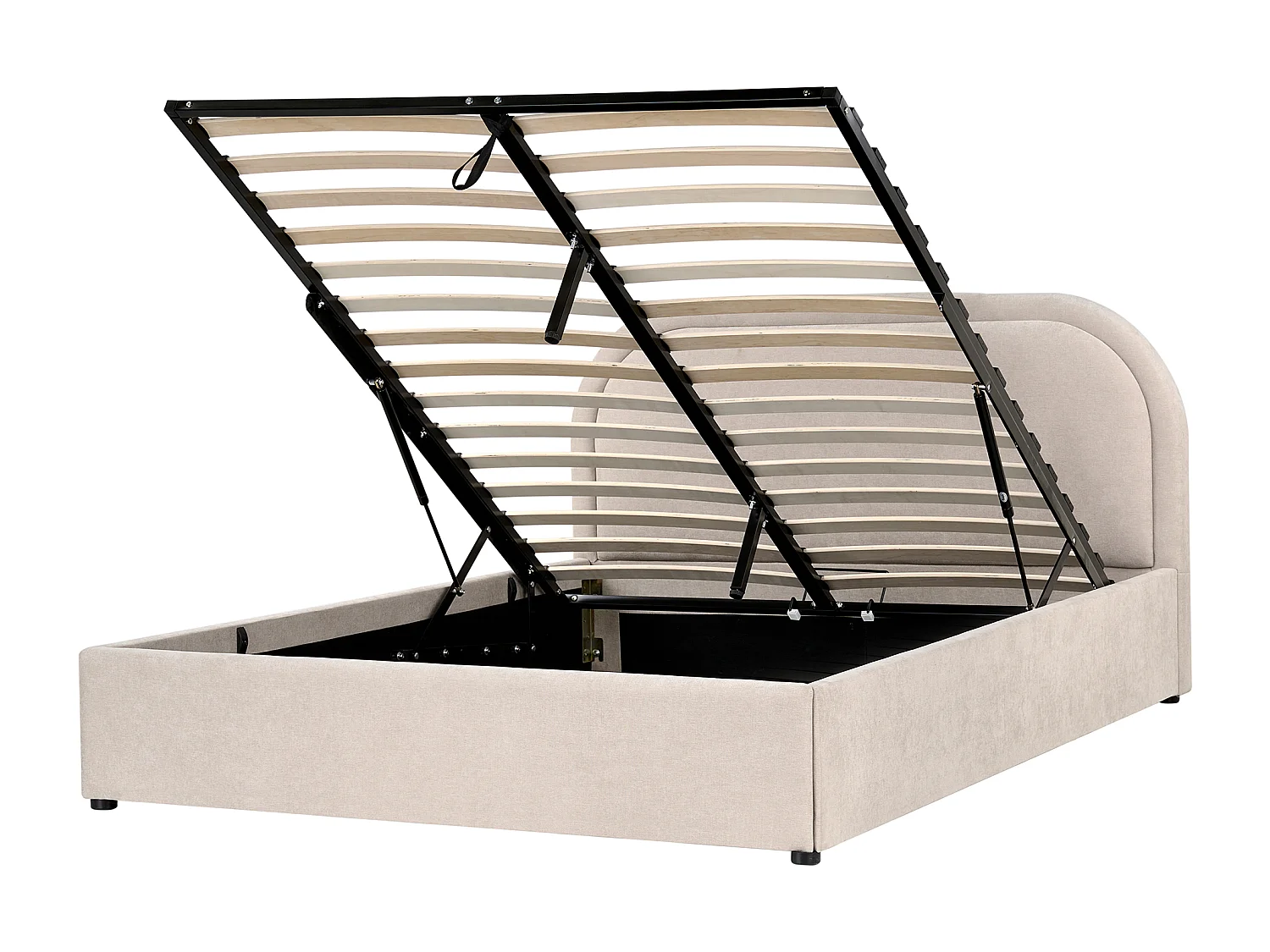 Ottoman Bed QUILLIEN Chenille Light Beige 140 x 200 cm (EU Double)