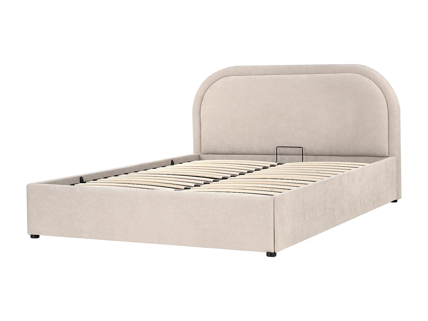 Ottoman Bed QUILLIEN Chenille Light Beige 140 x 200 cm (EU Double)