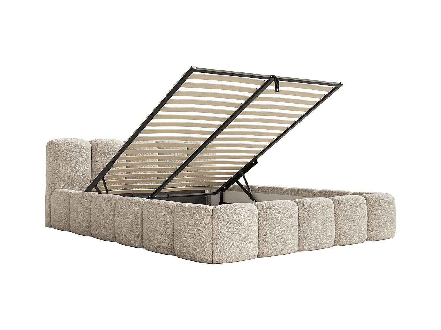 Lit avec coffre 140x200 cm - beige clair- Cloudy Low