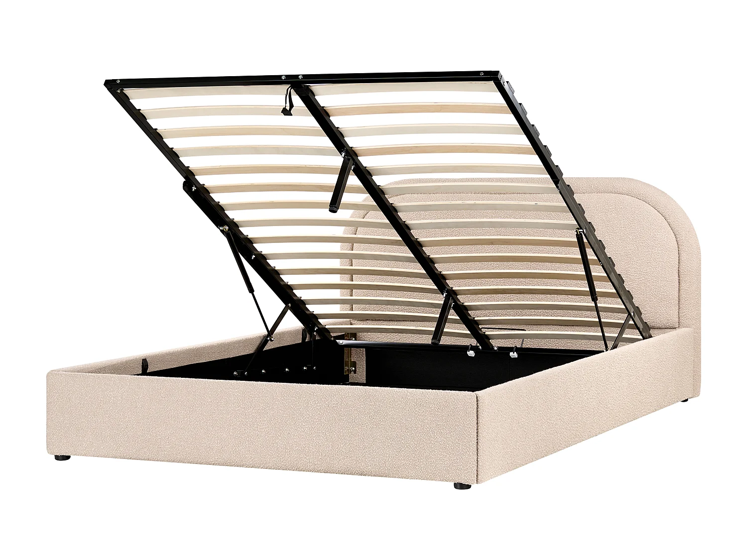 Bett mit Stauraum Bouclé QUILLIEN 160 x 200 cm Beige