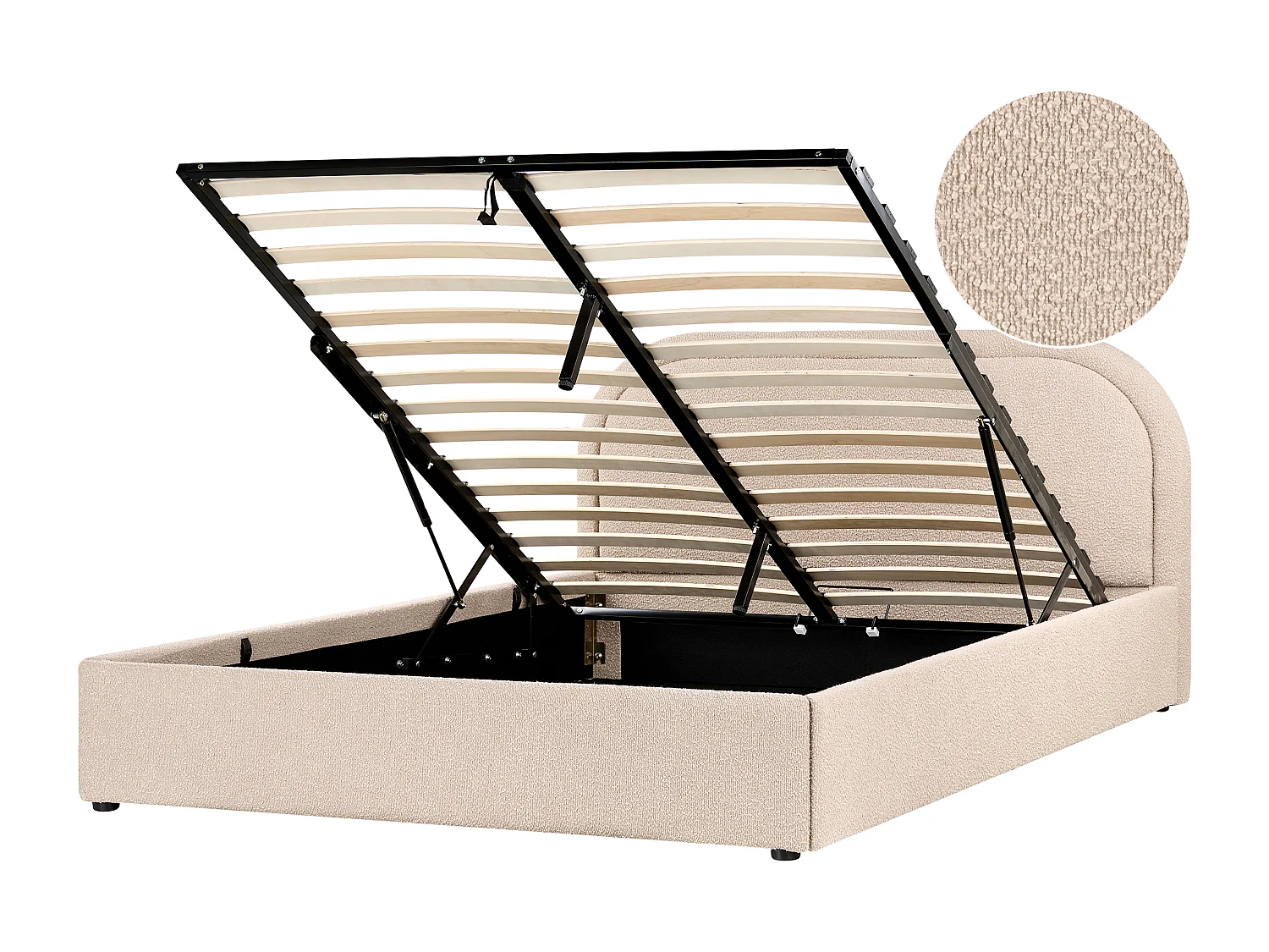 Bett mit Stauraum Bouclé QUILLIEN 160 x 200 cm Beige