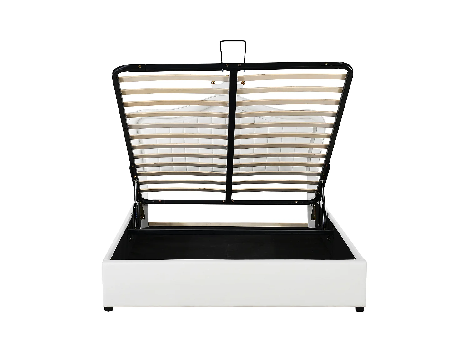 Lit coffre enfant 140x200cm avec LED et tête de lit réglable en forme de couronne, PU blanc, sans matelas