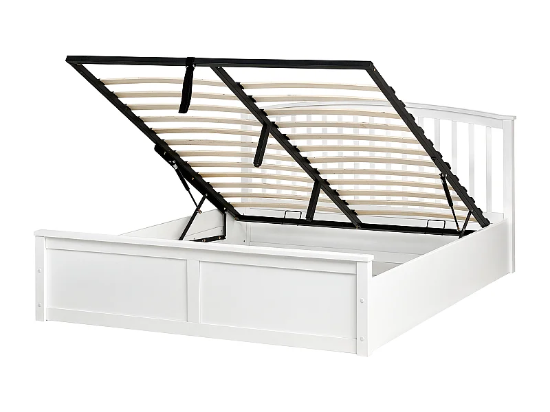Letto contenitore Legno di pino CLARBEC 160 x 200 cm Bianco