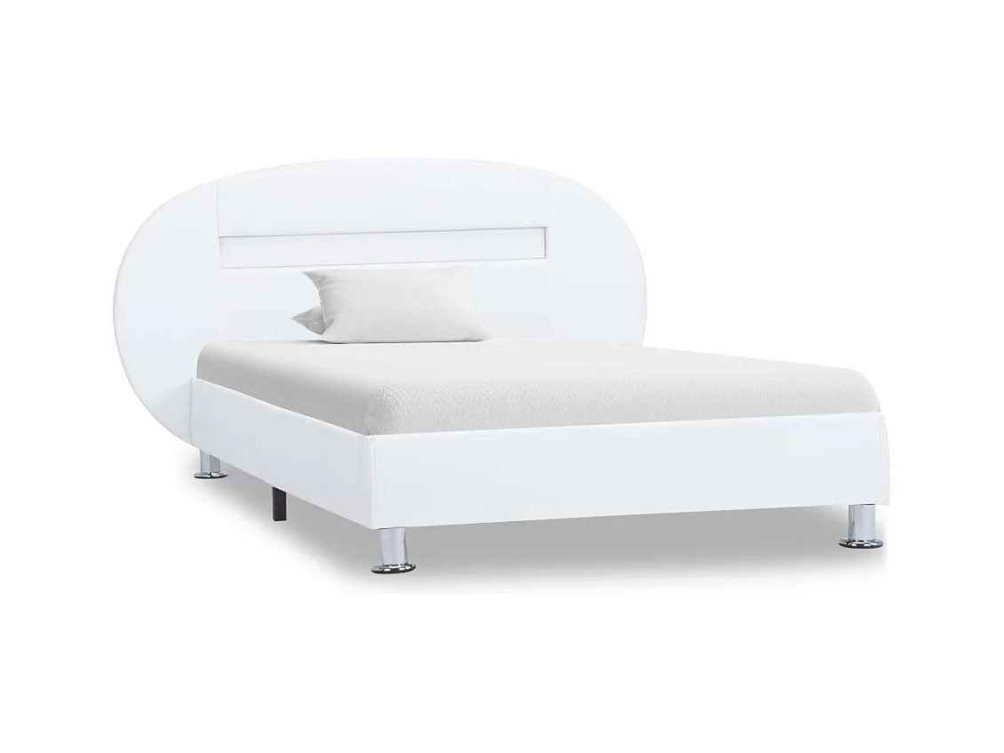 Bedframe met LED kunstleer wit 100x200 cm