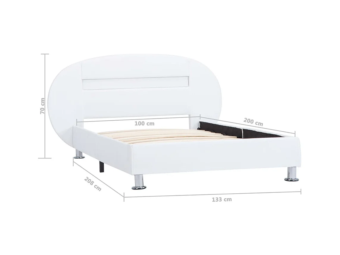 Bedframe met LED kunstleer wit 100x200 cm