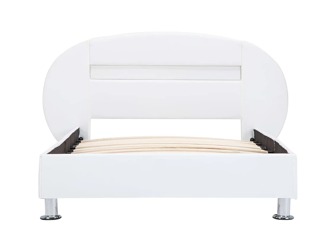 Bedframe met LED kunstleer wit 100x200 cm