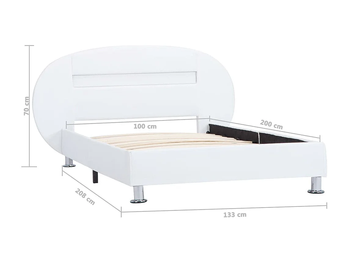 Bedframe met LED kunstleer wit 100x200 cm