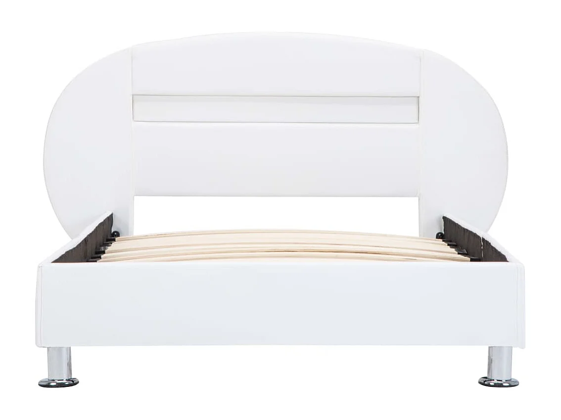 Bedframe met LED kunstleer wit 100x200 cm