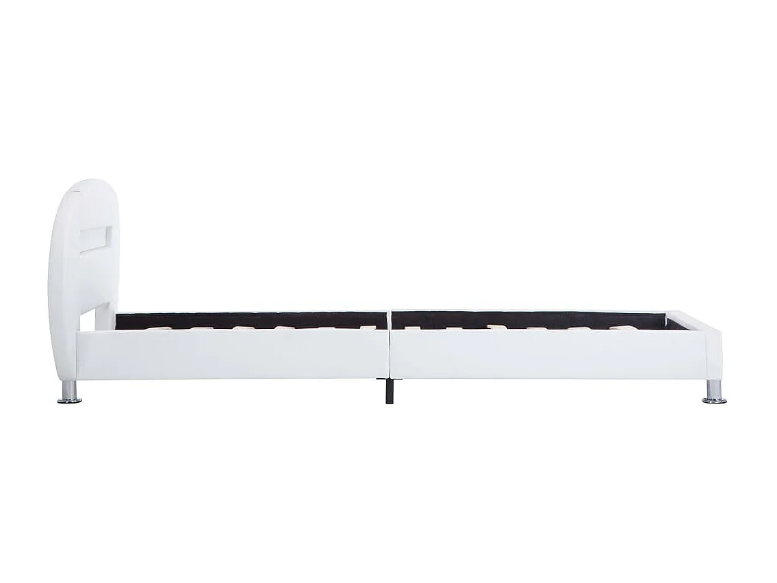 Bedframe met LED kunstleer wit 100x200 cm