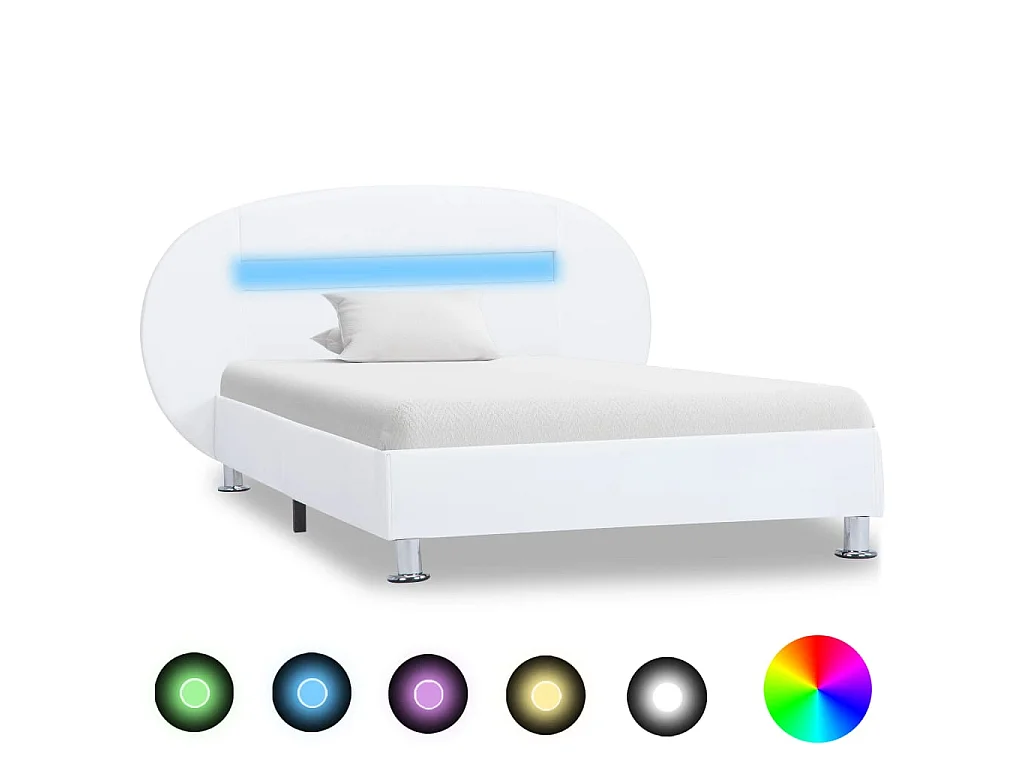 Bedframe met LED kunstleer wit 100x200 cm