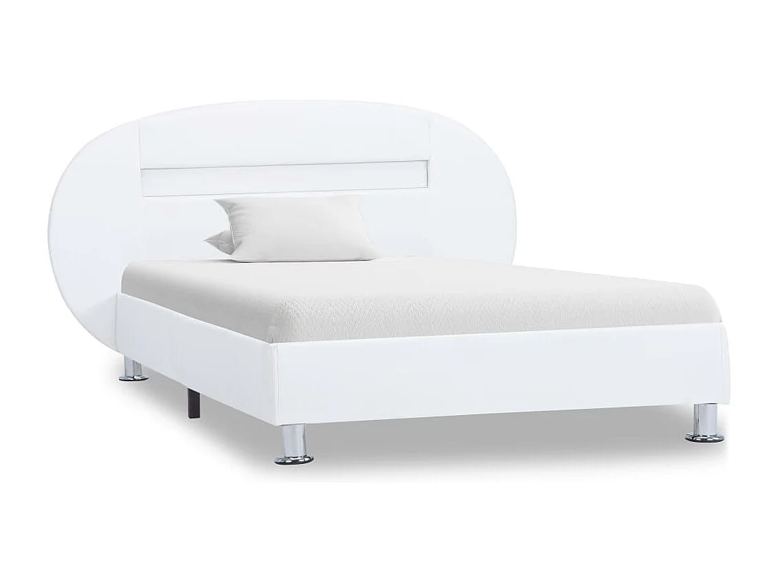 Bedframe met LED kunstleer wit 100x200 cm