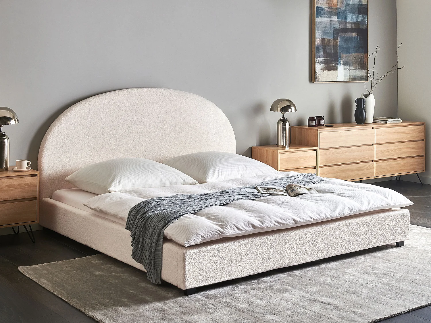 Wasserbett Bouclé VAUCLUSE 180 x 200 cm Cremeweiss