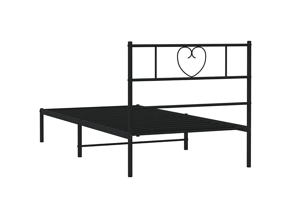 Czarny metalowy stelaż łóżka z zagłówkiem 107x203cm i przestrzenią do przechowywania