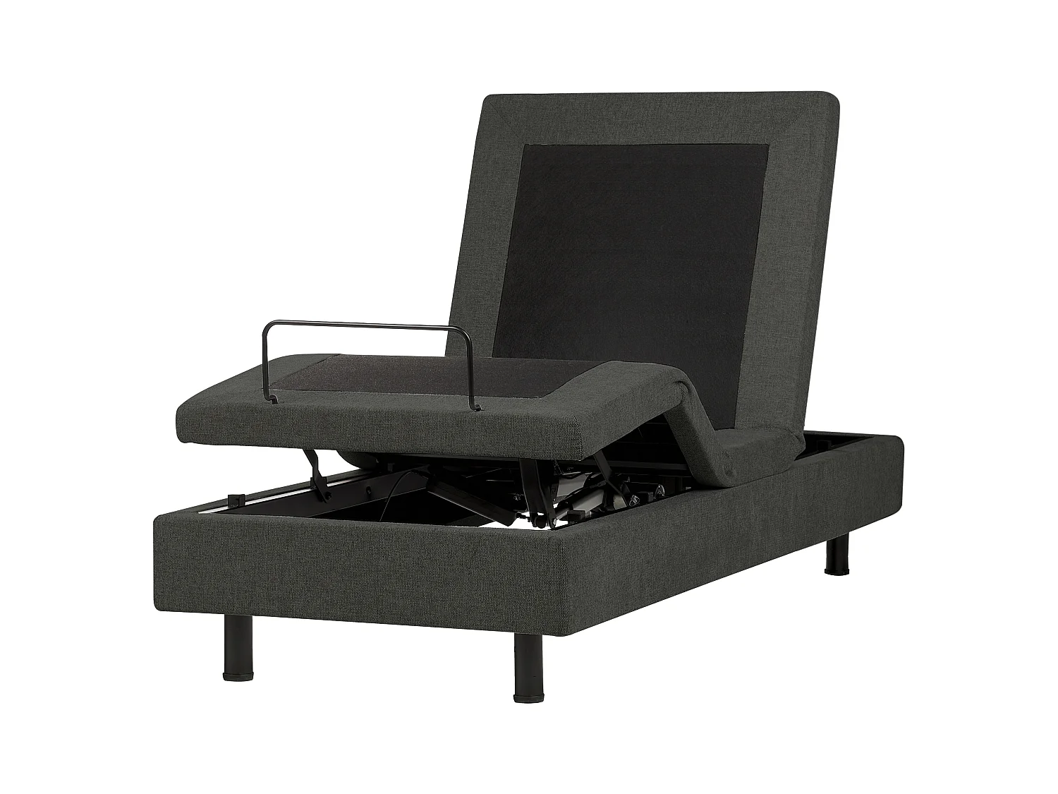 Lit réglable sans tête de lit Tissu DUKE II 80 x 200 cm Gris foncé