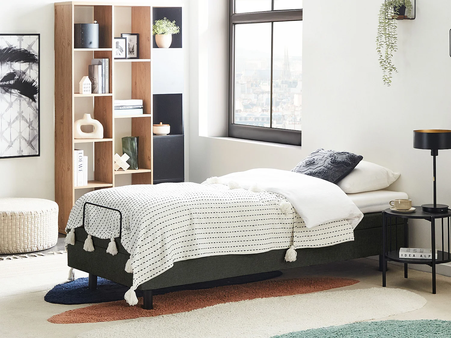 Lit réglable sans tête de lit Tissu DUKE II 80 x 200 cm Gris foncé