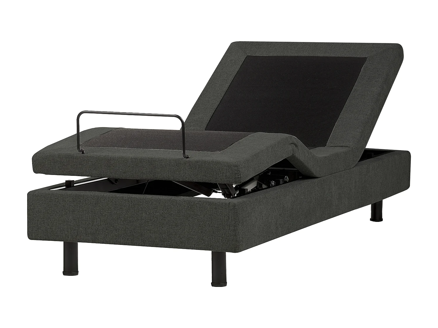 Lit réglable sans tête de lit Tissu DUKE II 80 x 200 cm Gris foncé