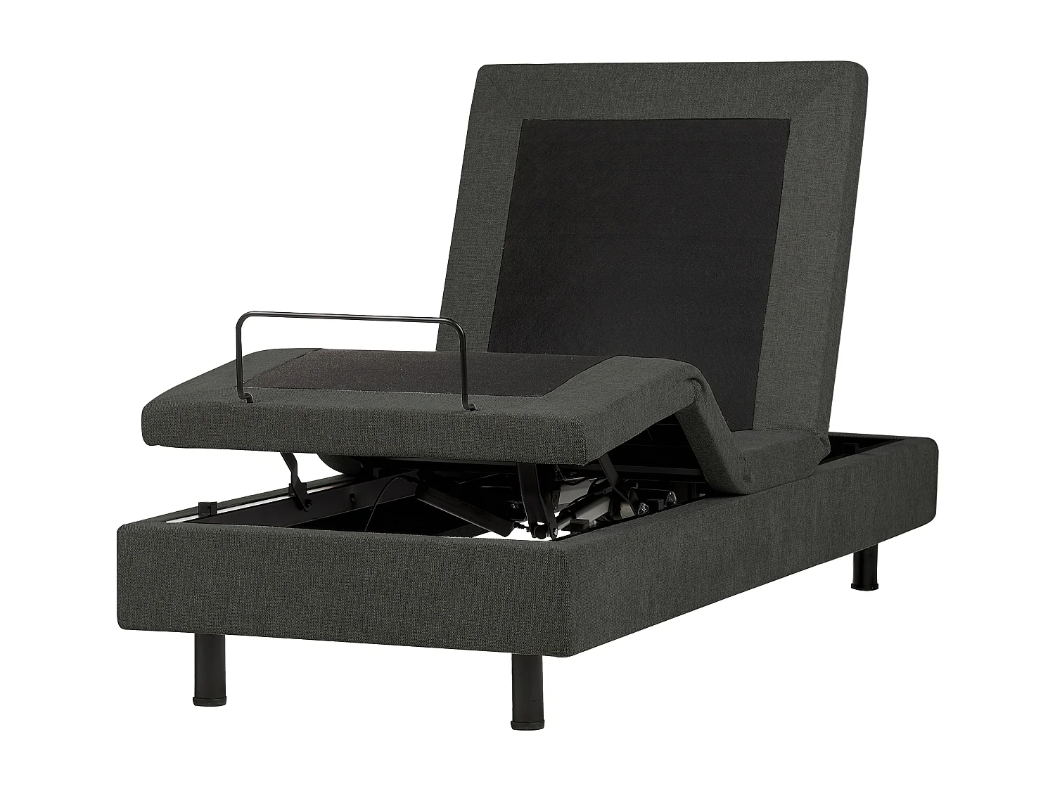 Lit réglable sans tête de lit Tissu DUKE II 80 x 200 cm Gris foncé