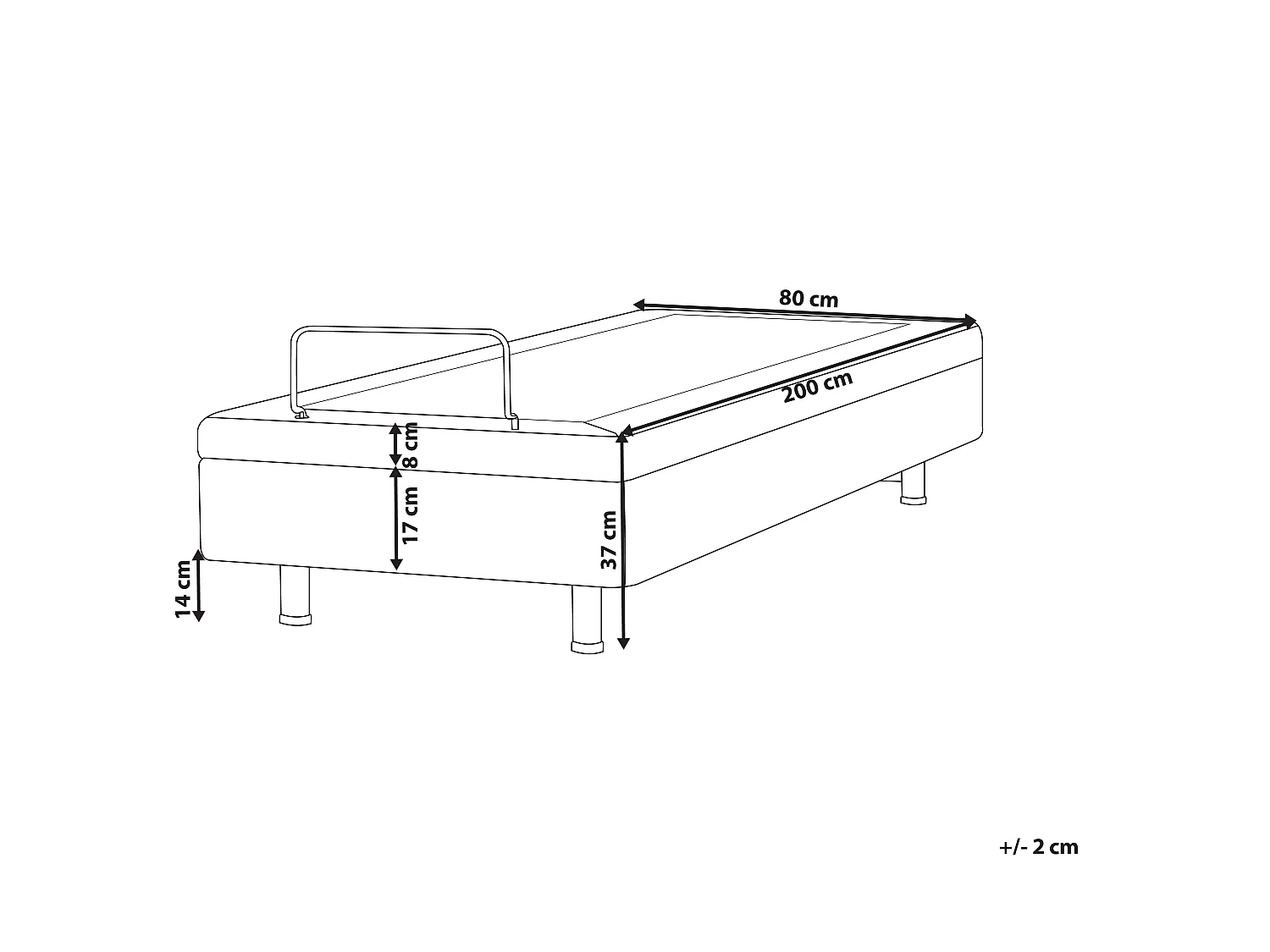 Adjustable Bed without Headboard Fabric CASTELLAN 80 x 200 cm (EU Small Single) Dark Grey