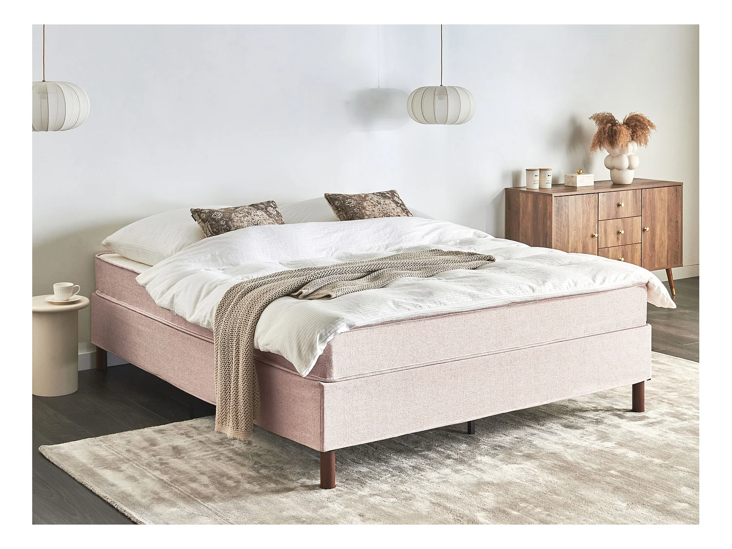 Cama sin cabecero Tela COUNTESS 160 x 200 cm Beige
