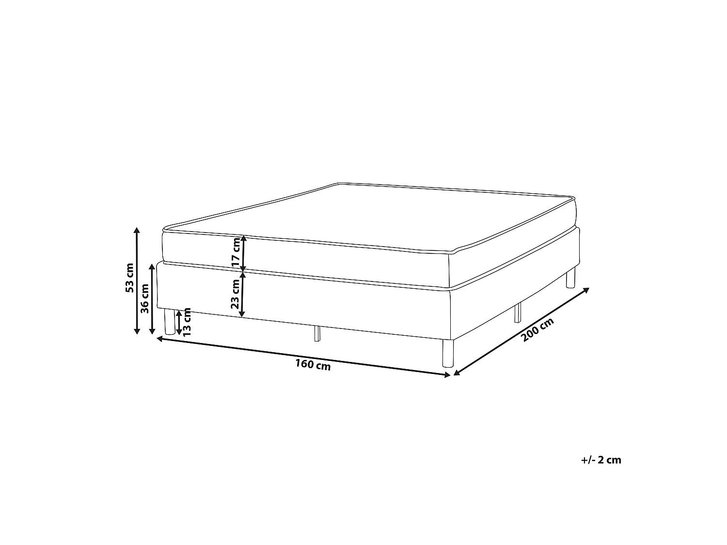 Lit sans tête de lit Tissu COUNTESS 160 x 200 cm Beige