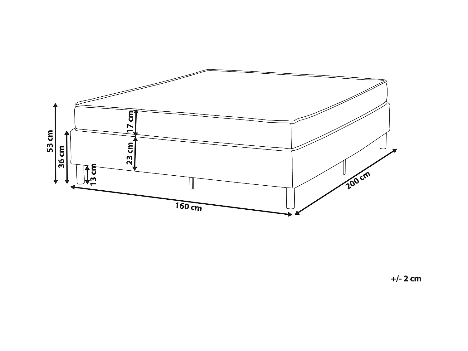 Bett ohne Kopfteil Stoff grau 160 x 200 cm mit Taschenfederkernmatratze Countess