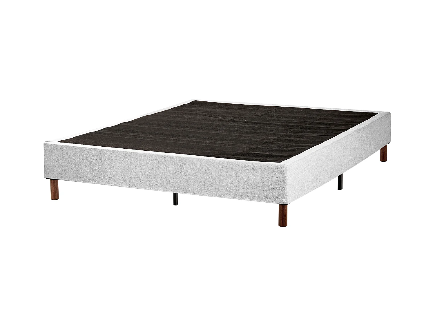 Bett ohne Kopfteil Stoff grau 160 x 200 cm mit Taschenfederkernmatratze Countess