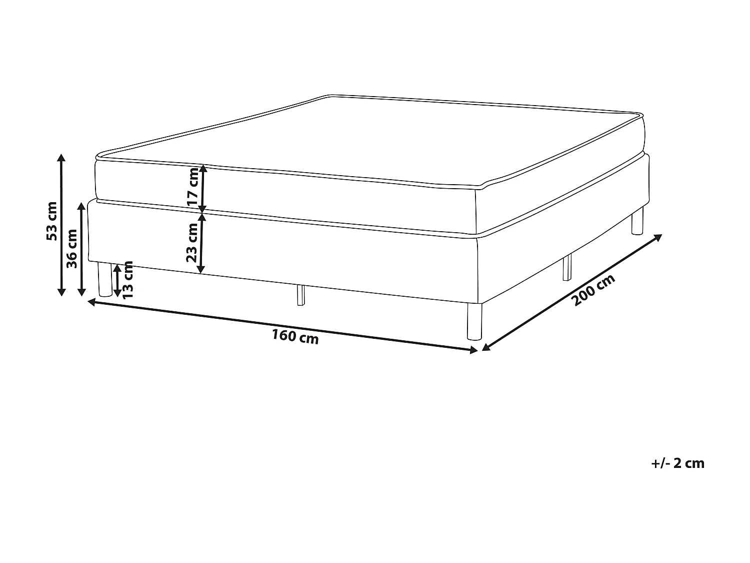 Lit sans tête de lit Tissu COUNTESS 160 x 200 cm Gris clair