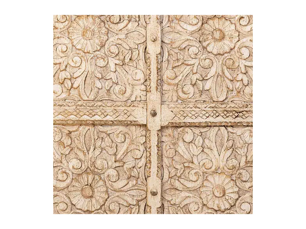 Vitrine de madeira bege feita à mão, 89x40x190h cm