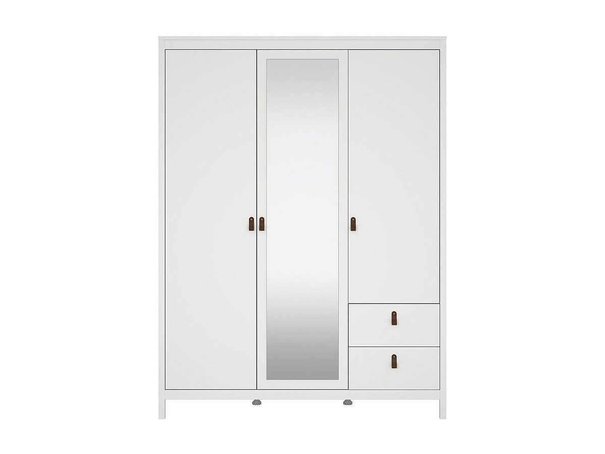 Armoire 3 portes dont 1 miroir et 2 tiroirs blanc L150 cm - BARCELONE