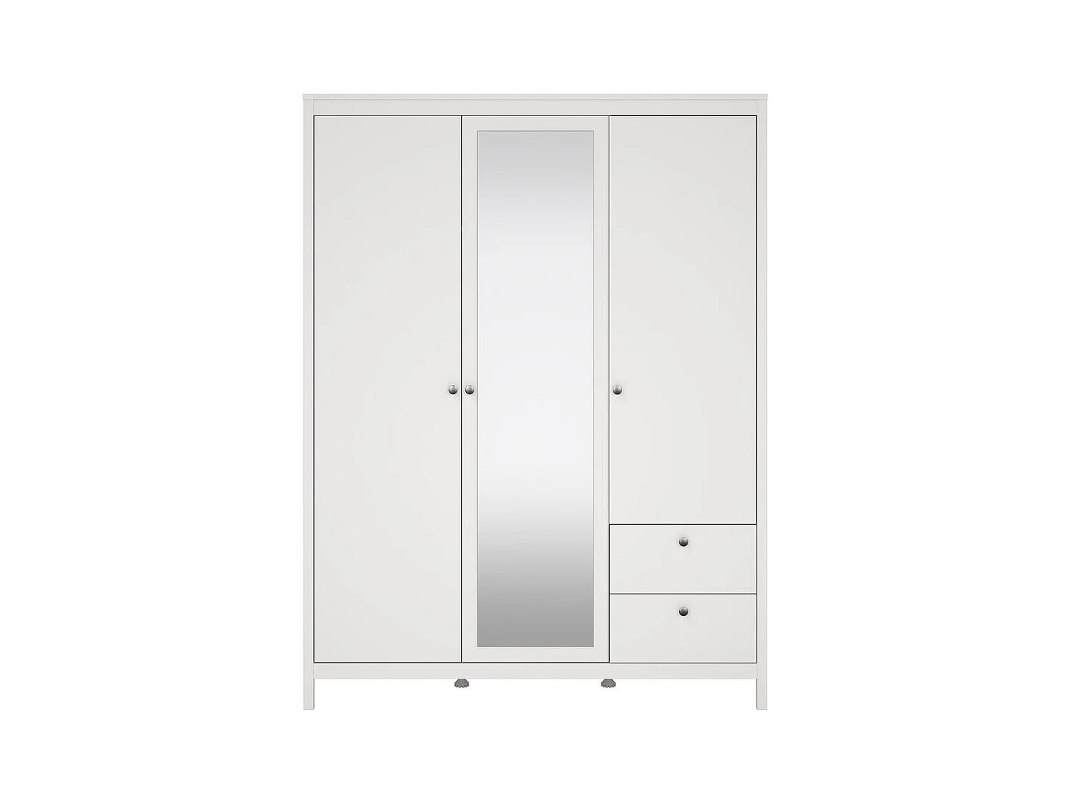 Armoire 3 portes dont 1 miroir et 2 tiroirs blanc L150 cm - BARCELONE