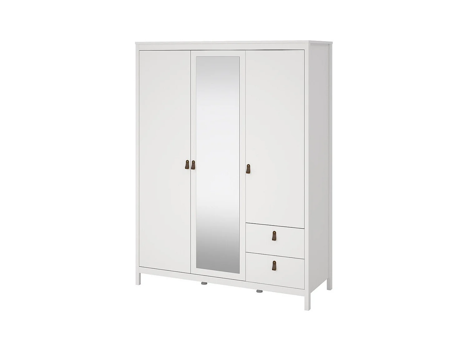 Armoire 3 portes dont 1 miroir et 2 tiroirs blanc L150 cm - BARCELONE