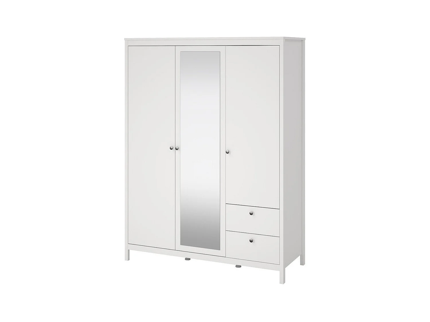 Armoire 3 portes dont 1 miroir et 2 tiroirs blanc L150 cm - BARCELONE