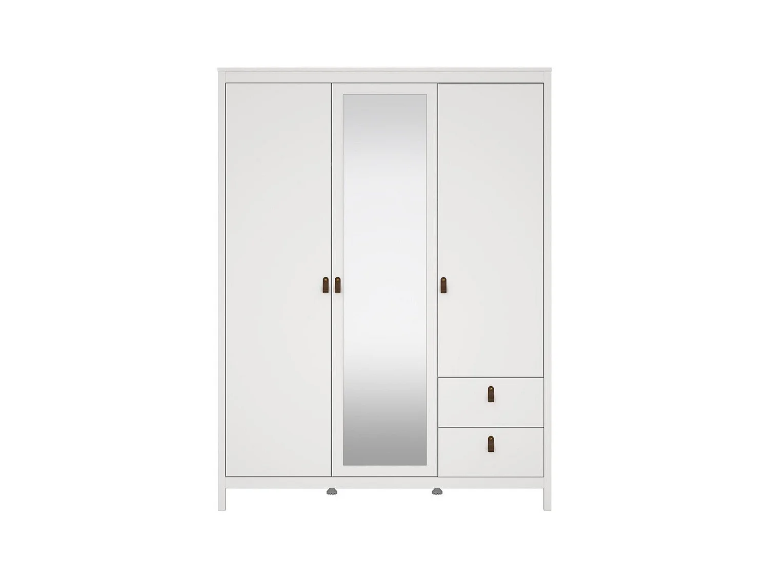 Kleerkast met 3 deuren (waarvan 1 spiegeldeur) en 2 lades wit B150 cm – BARCELONE
