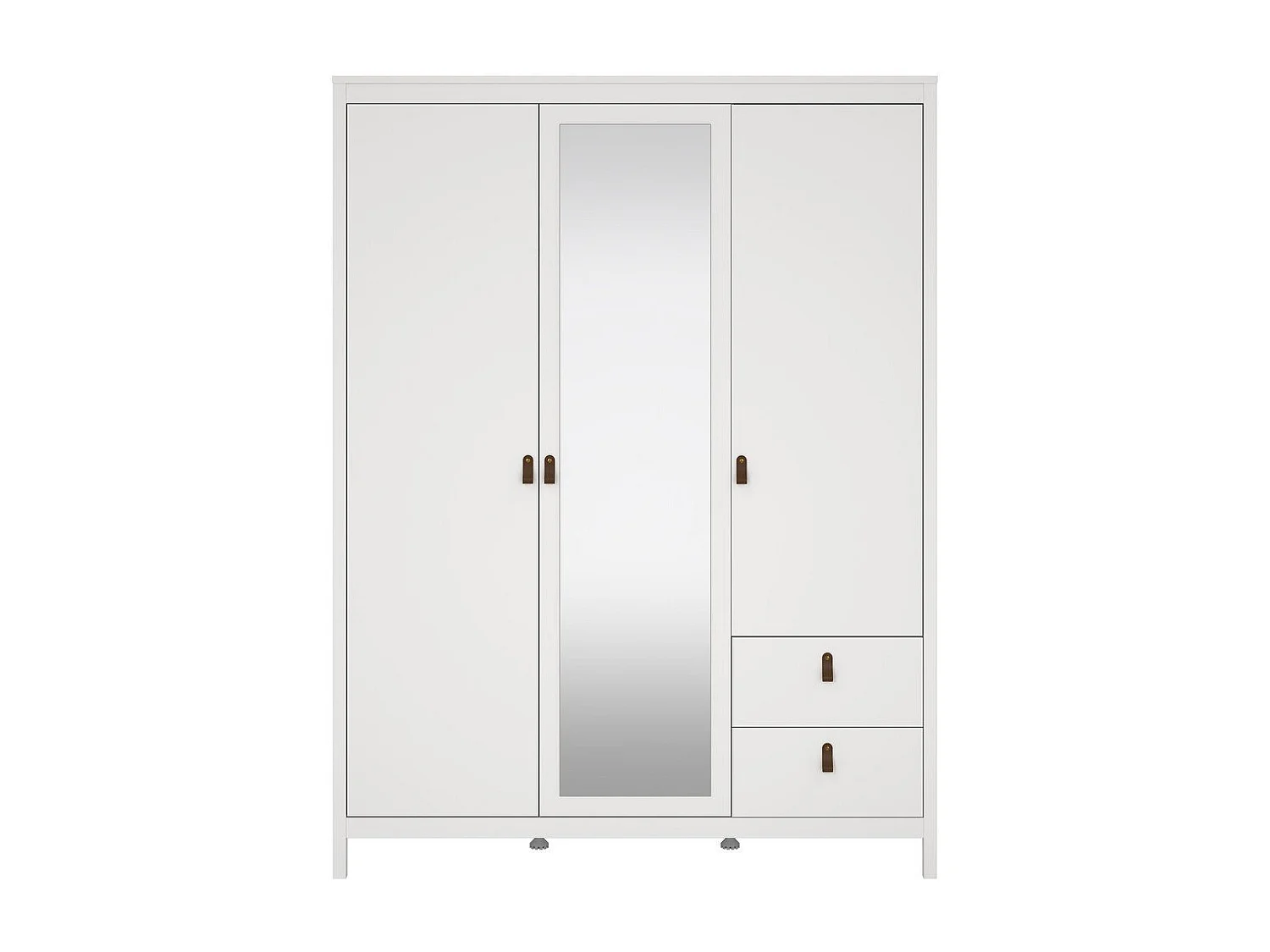 Armoire 3 portes dont 1 miroir et 2 tiroirs blanc L150 cm - BARCELONE