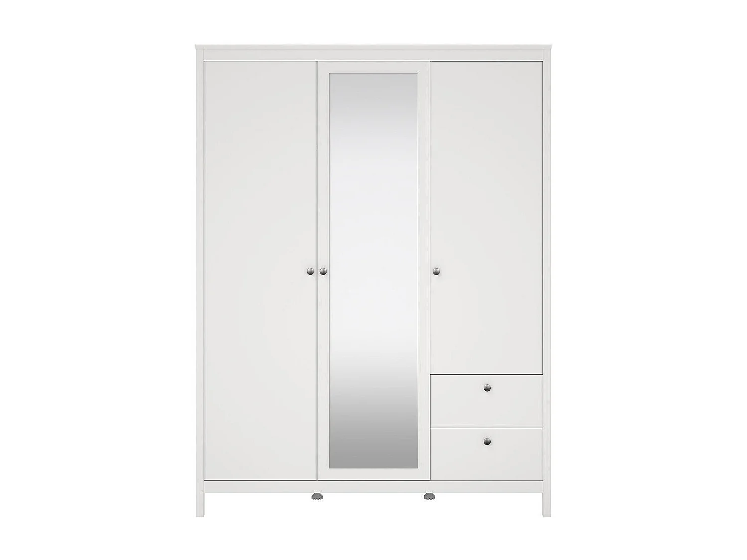 Armoire 3 portes dont 1 miroir et 2 tiroirs blanc L150 cm - BARCELONE