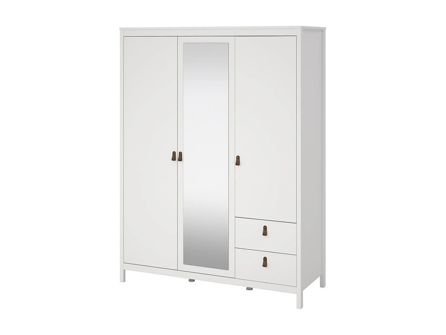 Armoire 3 portes dont 1 miroir et 2 tiroirs blanc L150 cm - BARCELONE