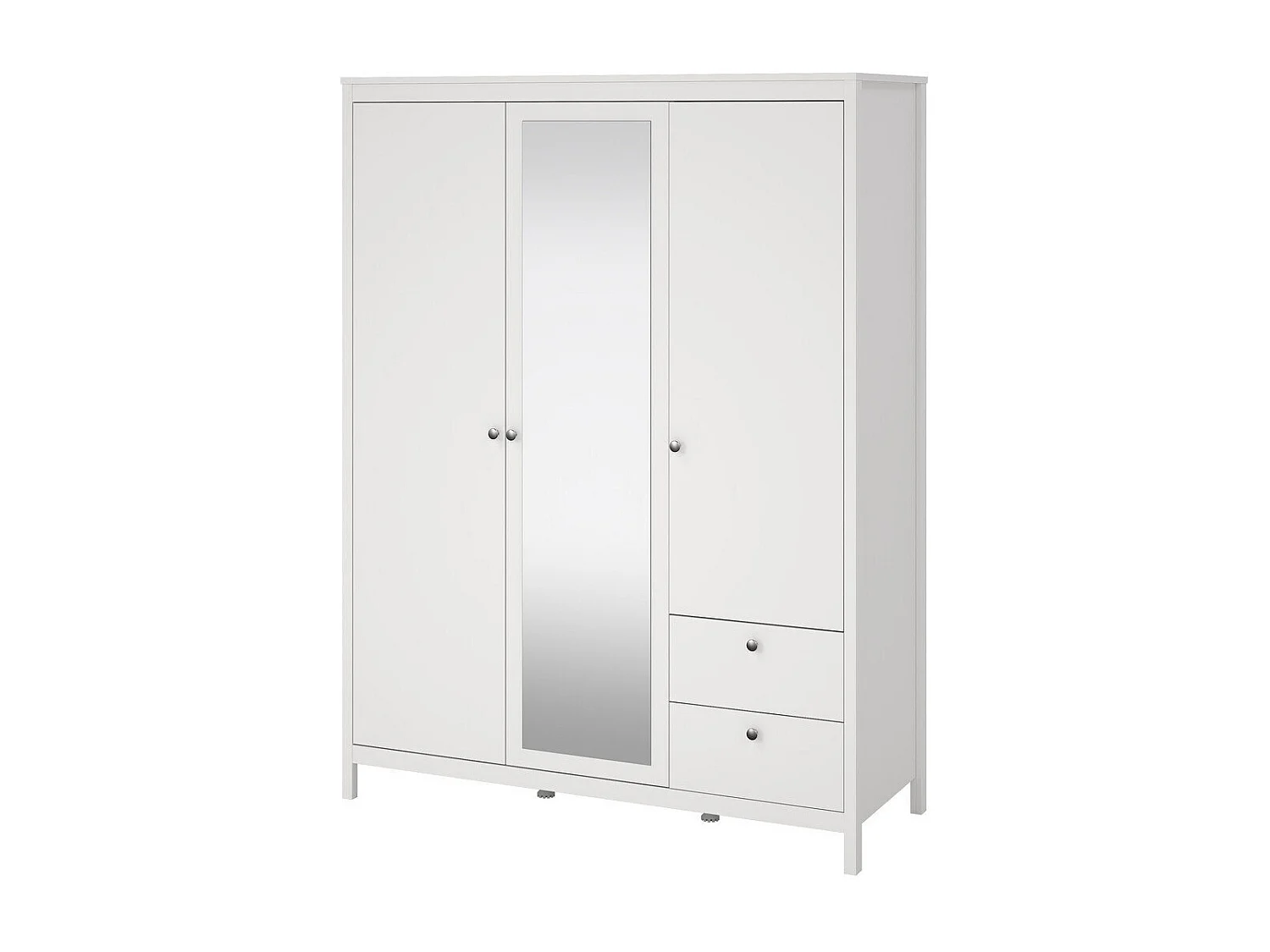 Armoire 3 portes dont 1 miroir et 2 tiroirs blanc L150 cm - BARCELONE
