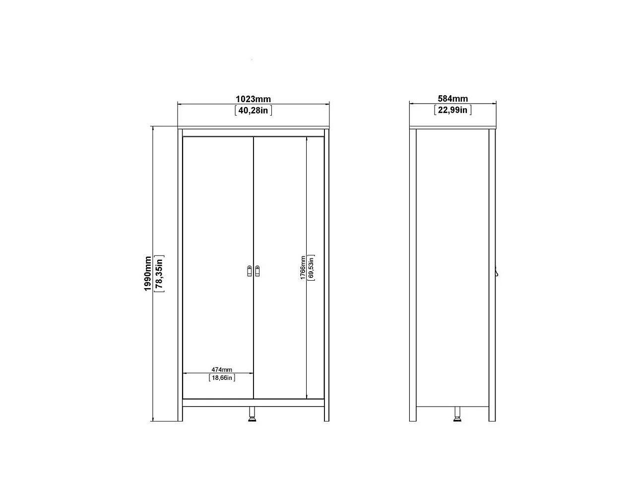 Armoire 2 portes H199 cm - BARCELONE