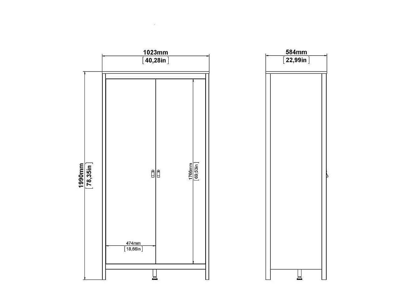 Armoire 2 portes H199 cm - BARCELONE