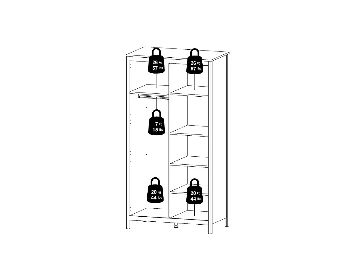 Armário 2 portas H199 cm - BARCELONA